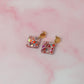 Love Diamonds - pink heart glitter Resin Earrings