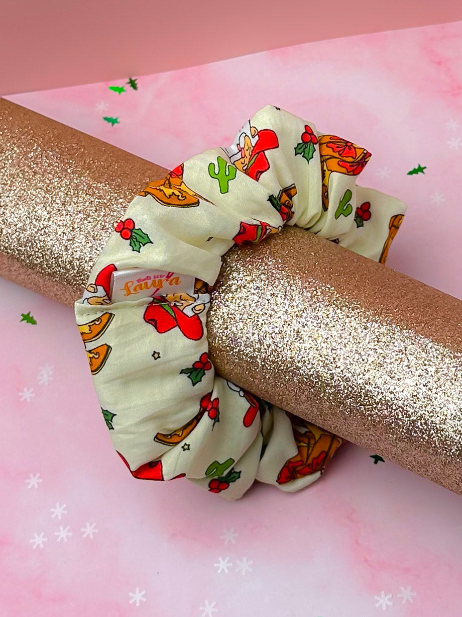 Cowboy Christmas, Cowboy themed Christmas classic scrunchie