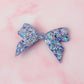 Winter Bow - Blue & Silver Glitter Bow shaped Resin Hair Clip