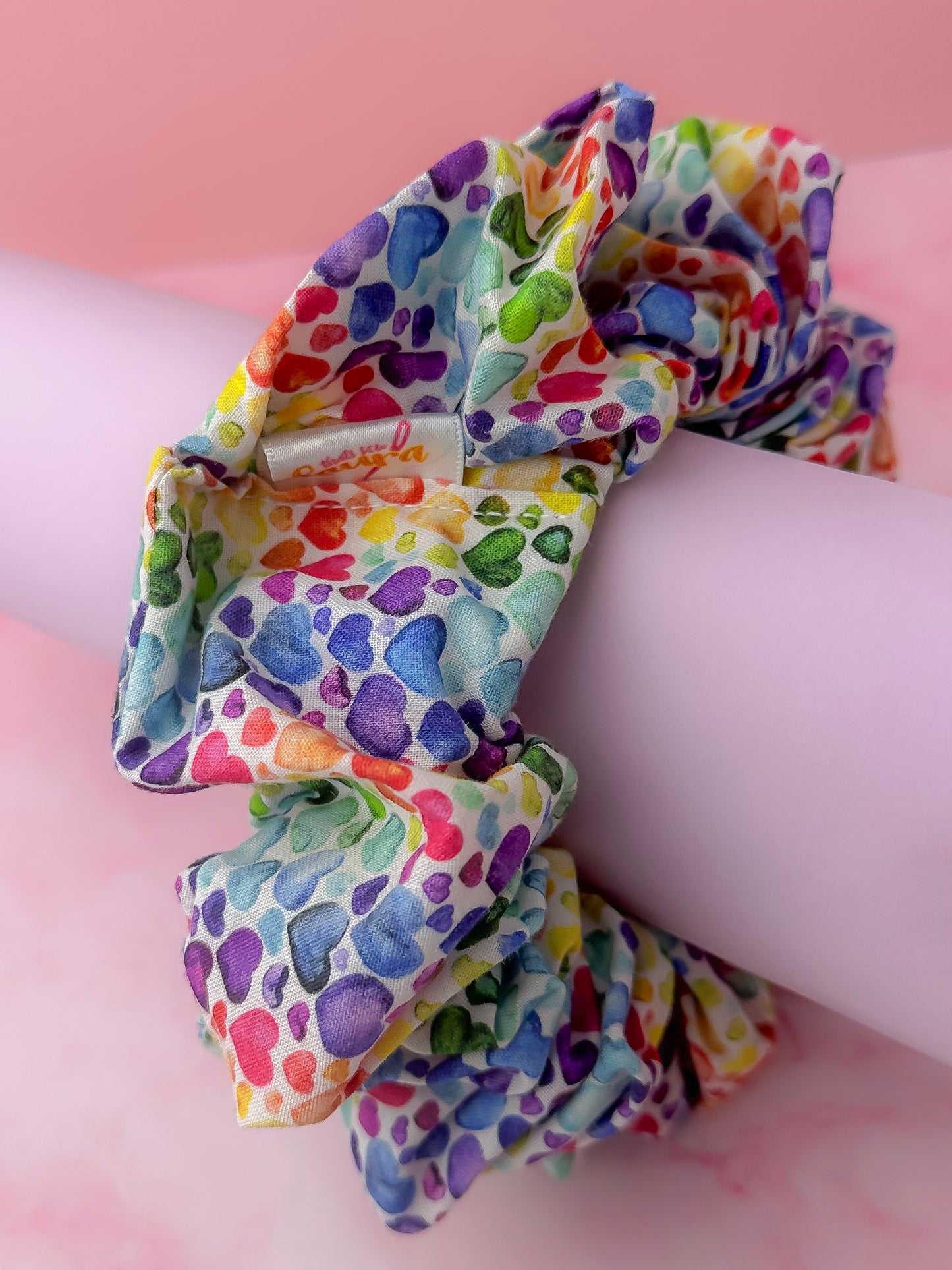 Watercolour Heart - multicoloured heart print XL Scrunchie