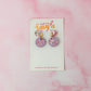 Cassie circle drops - Pink & purple glitter Resin Earrings