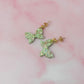 Meadow Butterflies - pastel green and gold glitter Resin Earrings