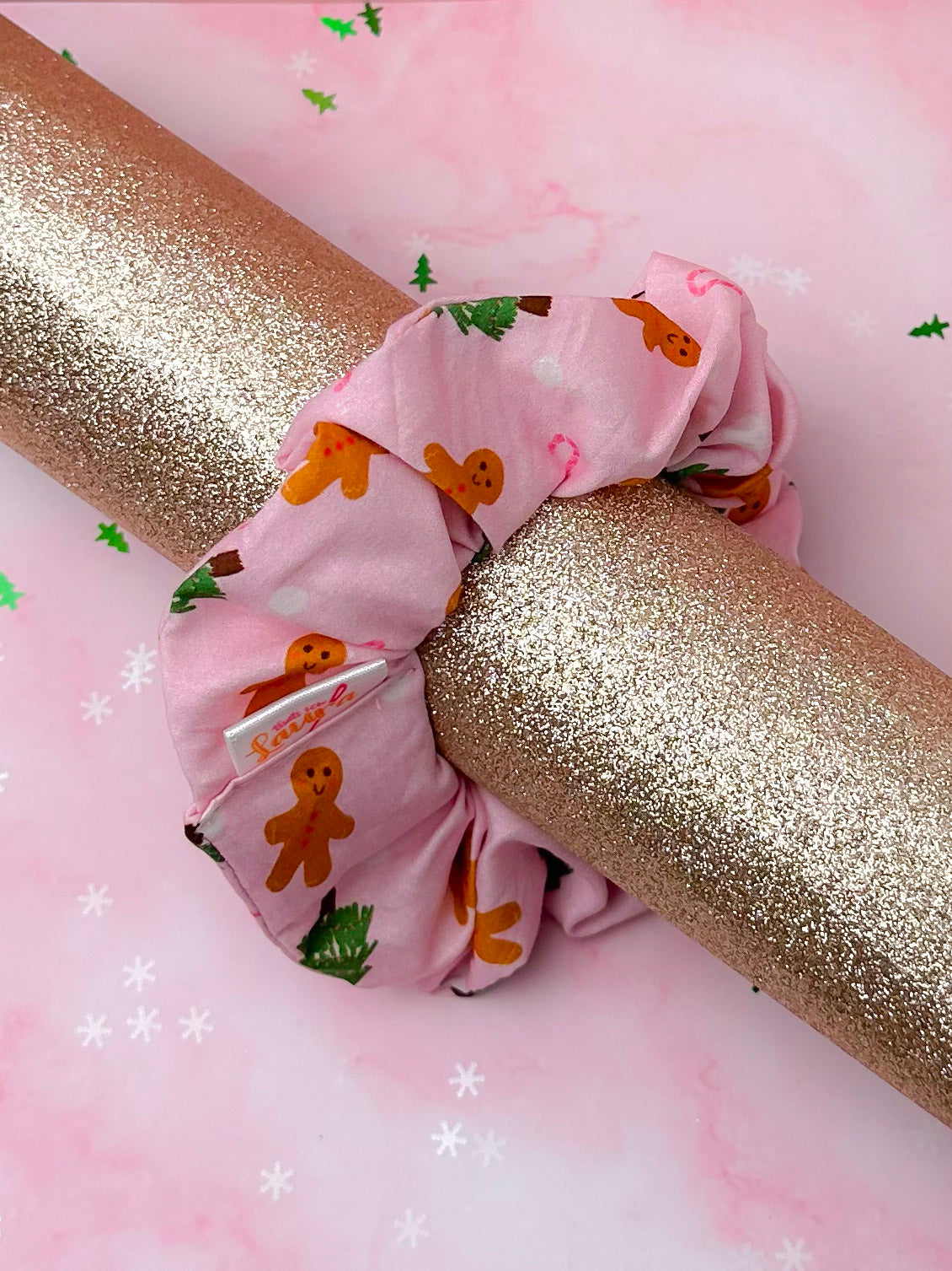 Gumdrop, Gingerbread themed Christmas classic scrunchie