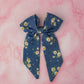 Jean - Daisy denim long Hair Bow