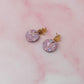 Cassie circle drops - Pink & purple glitter Resin Earrings