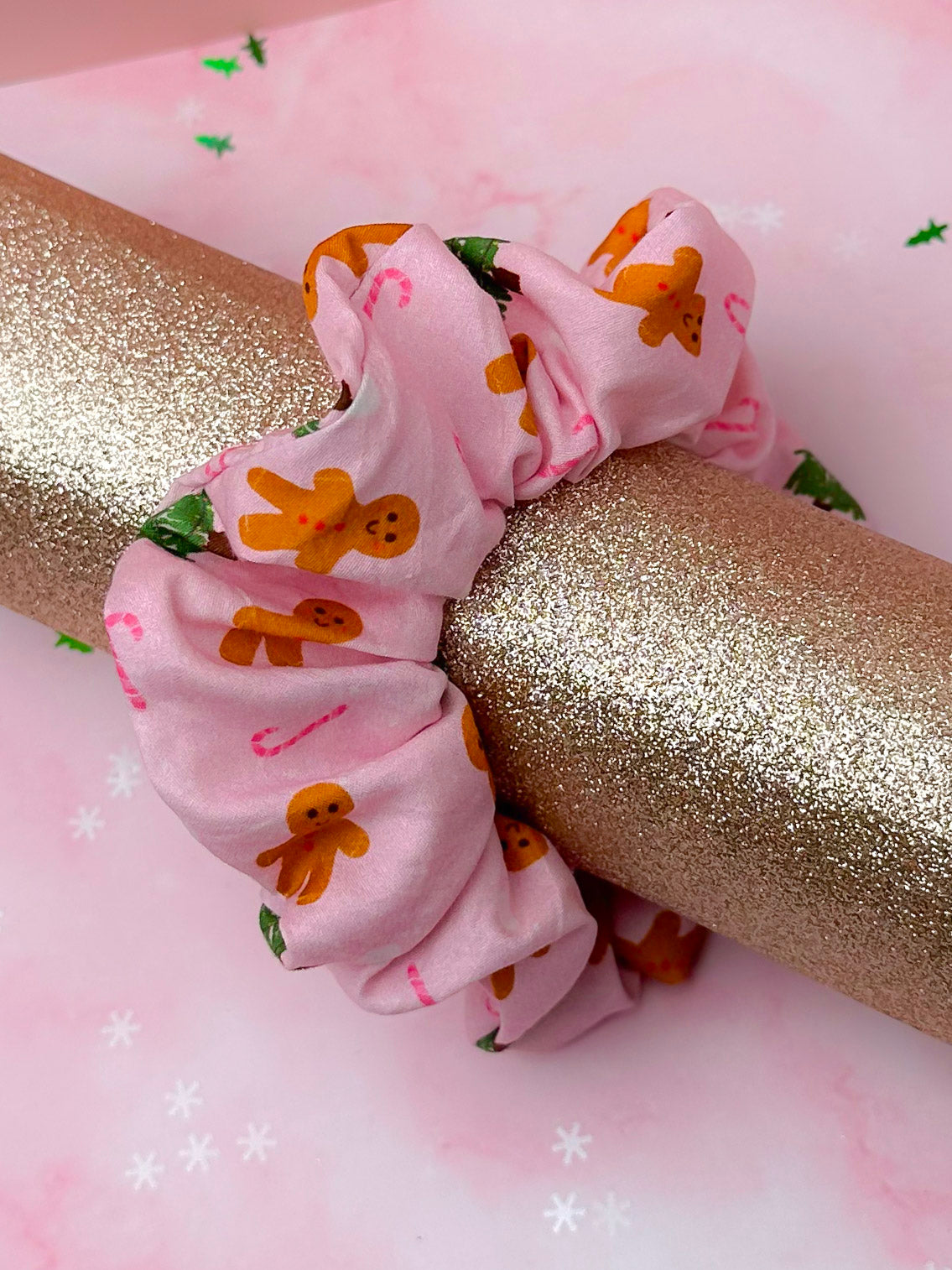 Gumdrop, Gingerbread themed Christmas classic scrunchie