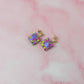 Secret Garden squares - Pink butterfly glitter Resin Earrings