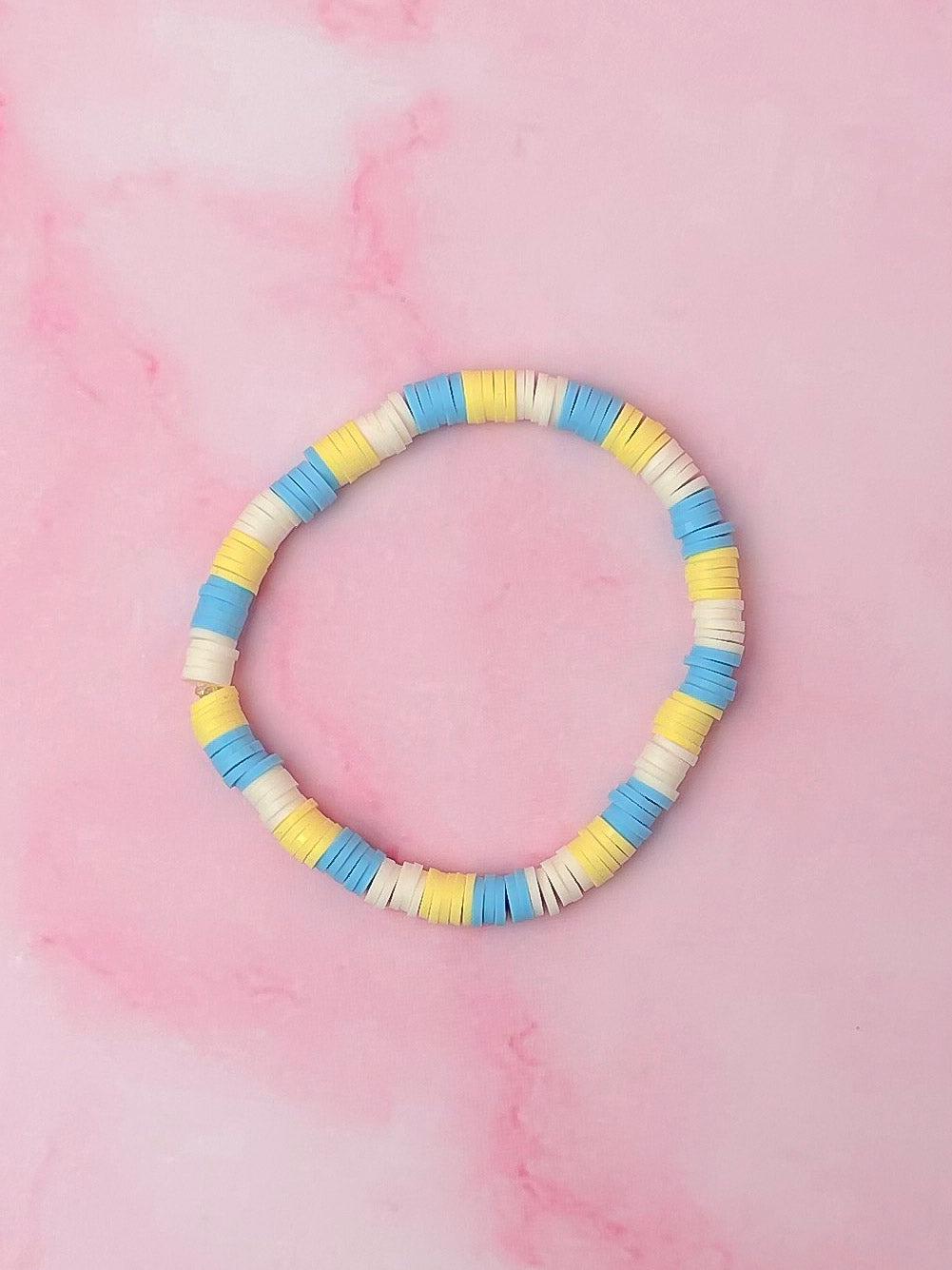 Beach | Blue, Cream & Yellow Beaded Bracelet