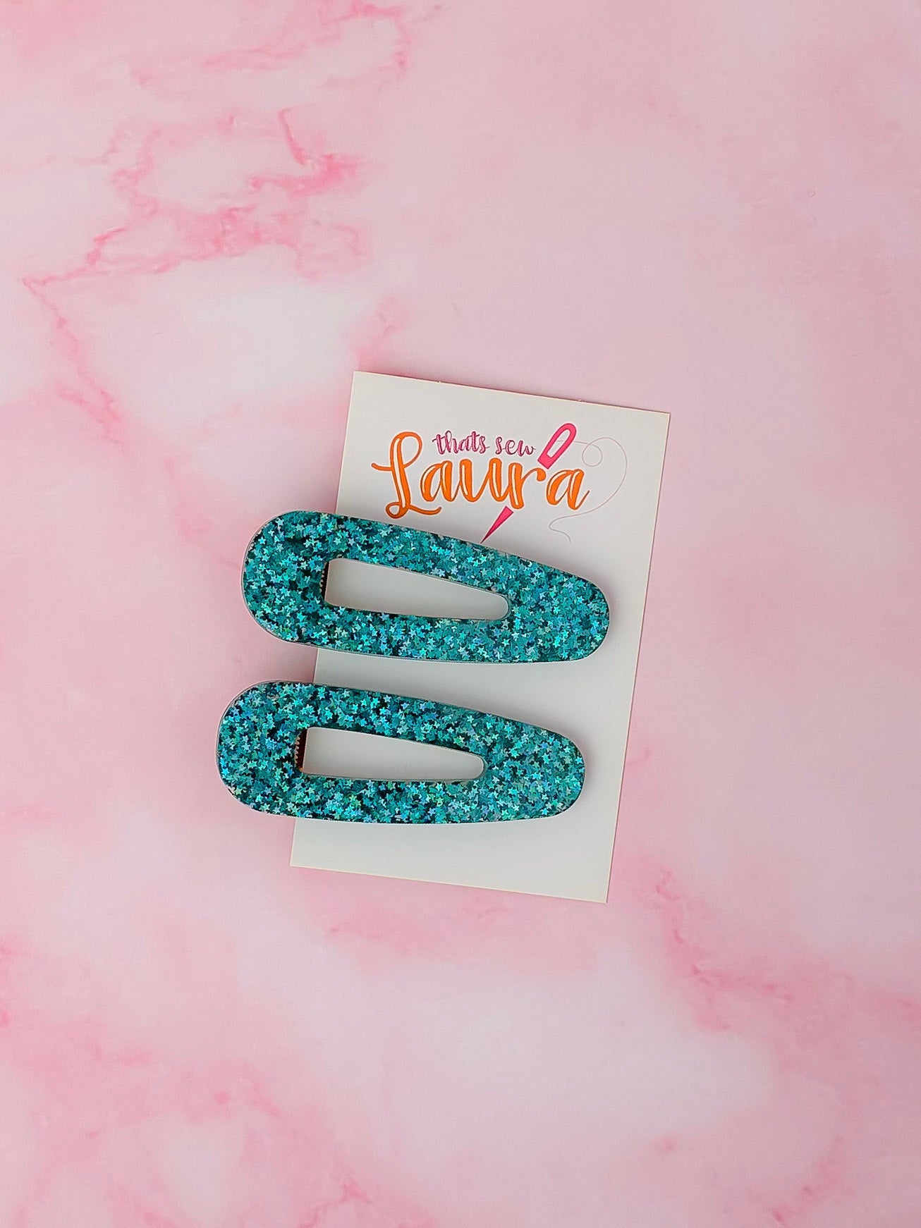 Starlight - Blue Star Glitter Resin Hair Clips