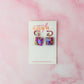 Secret Garden squares - Pink butterfly glitter Resin Earrings