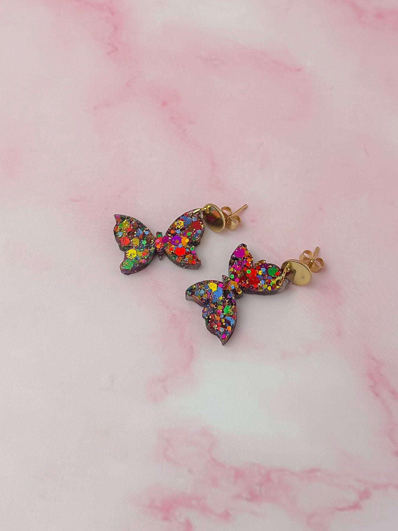 Funfetti butterflies - multicoloured glitter Resin Earrings