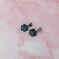 Midnight flowers - Black glitter Resin Earrings