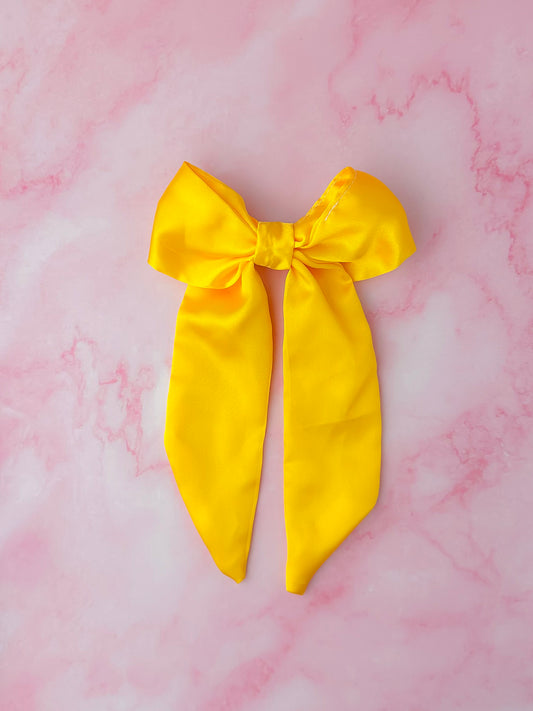 Daffy - Yellow Satin long Hair Bow