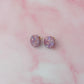 Cassie circle studs - pastel pink & purple glitter Resin Earrings