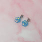 Blue flowers - Blue glitter Resin Earrings