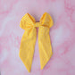 Back to School -Yellow gingham long Hair Bow