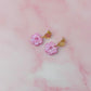 Pink flowers - Pastel pink glitter disc drops Resin Earrings