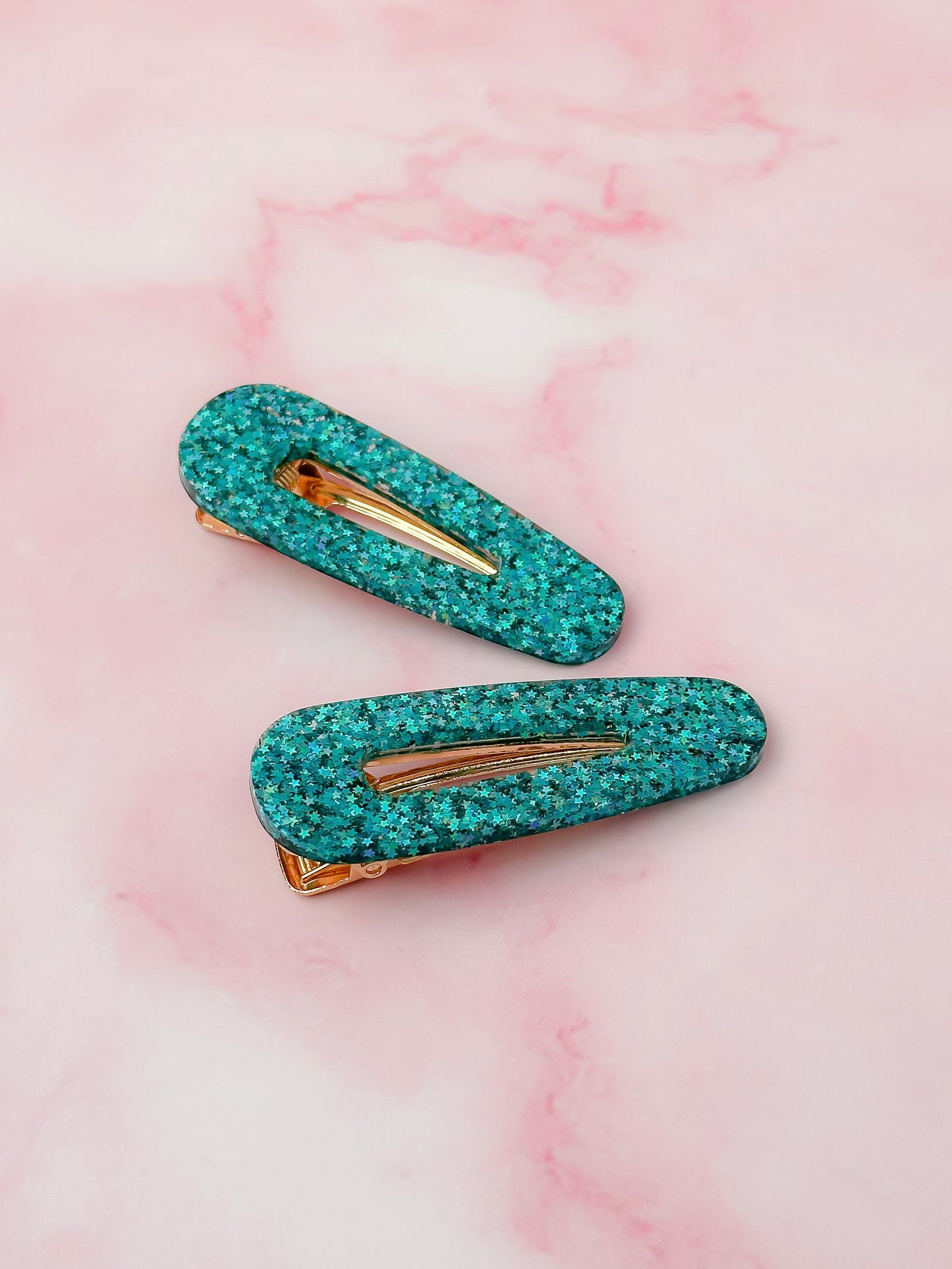 Starlight - Blue Star Glitter Resin Hair Clips