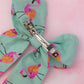 Flamingo Fancy - Pink and blue flamingo print long Hair Bow