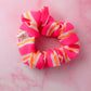 Mary - Orange and pink striped gym & swim wide scrunchie