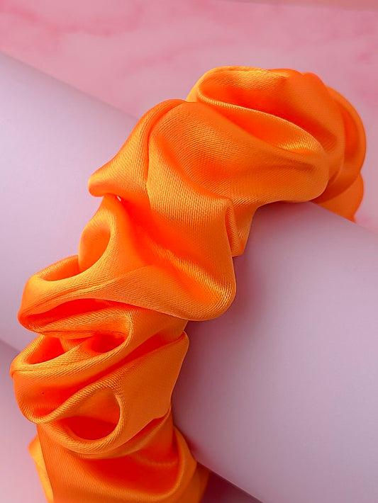 Pumpkin - Orange satin wide scrunchie