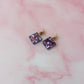 Autumn Squares - purple glitter Resin Earrings