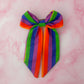 Pride - Rainbow striped long Hair Bow