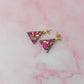 Scorpio triangles - pink & gold glitter Resin Earrings