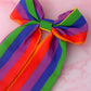 Pride - Rainbow striped long Hair Bow