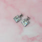 Aquarius Squares - silver glitter Resin Earrings