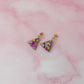 Secret Garden - Pink butterfly glitter triangle drops Resin Earrings