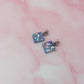 Cancer Silver Squares - Silver, blue & purple glitter Resin Earrings