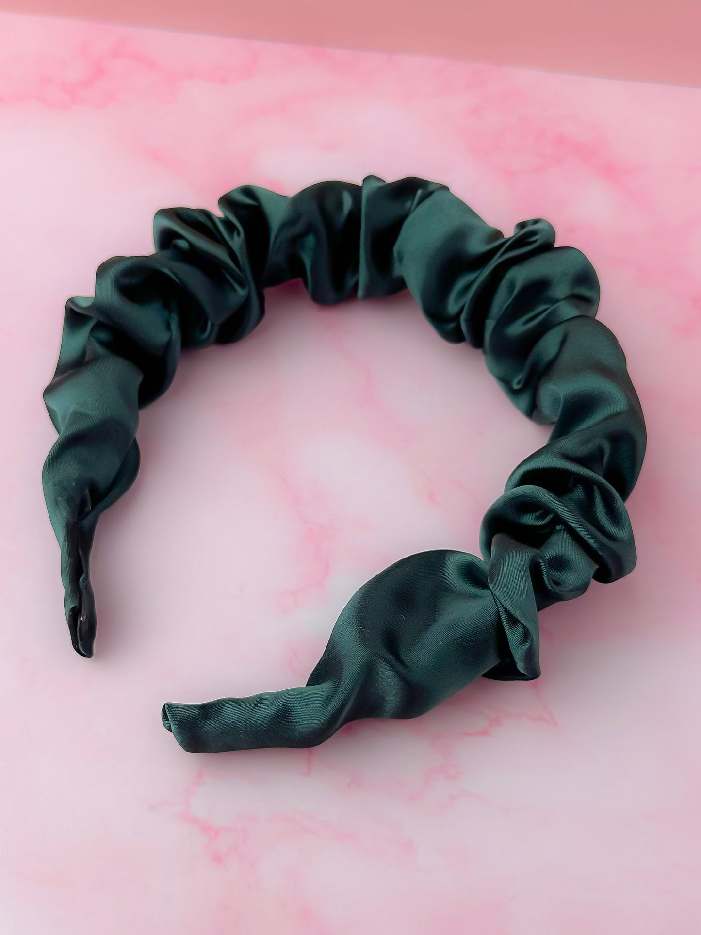 Bottle - Green Satin Scrunchie Headband