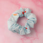 Cherrie - Blue & White striped cherry print classic scrunchie
