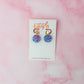 Bubblegum - Pink & blue glitter Resin Earrings