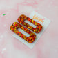 Cosy Christmas - Gold & Red Oblong Glitter Resin Hair Clips