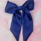 Navy - Navy Blue Satin long Hair Bow