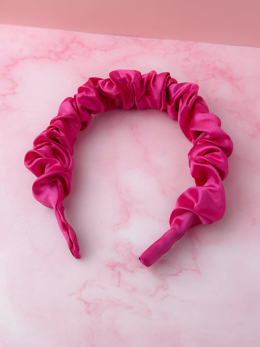 Pretty in Pink - Pink Satin Scrunchie Headband
