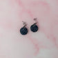 Midnight silver circles - black star glitter Resin Earrings