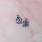 Cancer Silver Squares - Silver, blue & purple glitter Resin Earrings