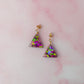 Secret Garden - Pink butterfly glitter triangle drops Resin Earrings