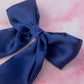 Navy - Navy Blue Satin long Hair Bow