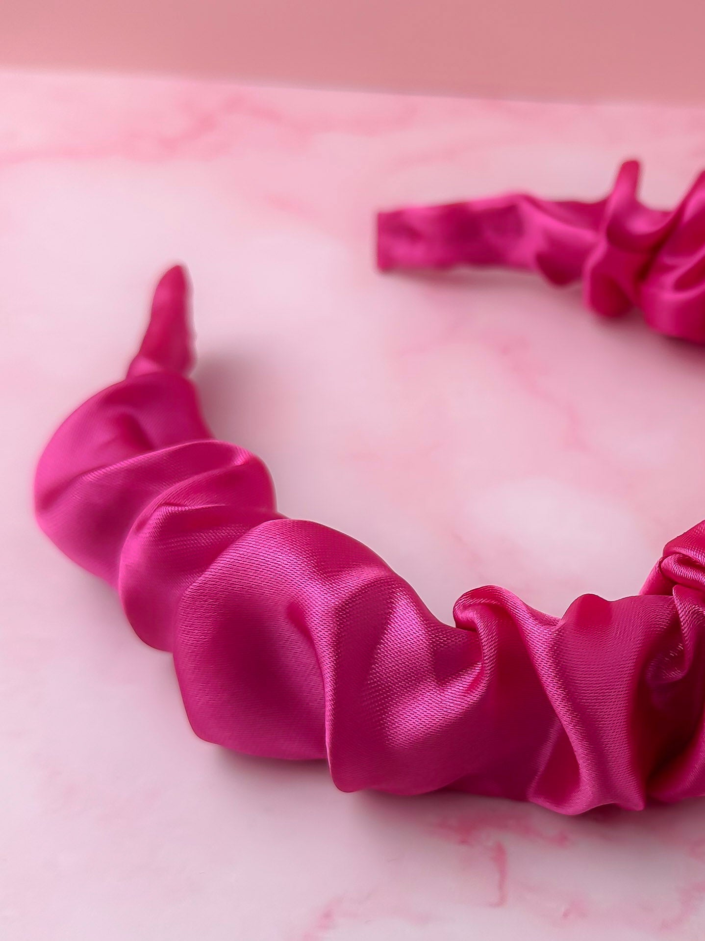 Pretty in Pink - Pink Satin Scrunchie Headband