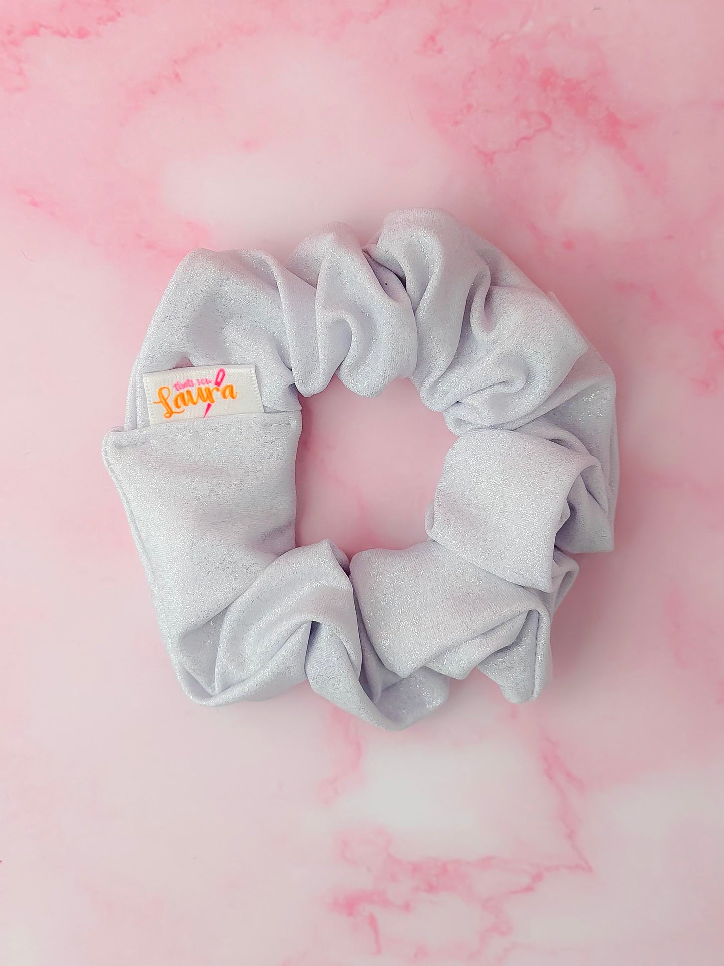 Skylar - Silver glitter dance fabric classic scrunchie