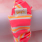 Mary - Orange and pink striped gym & swim wide scrunchie