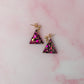 Scorpio triangles - pink & gold glitter Resin Earrings