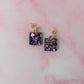 Autumn Squares - purple glitter Resin Earrings