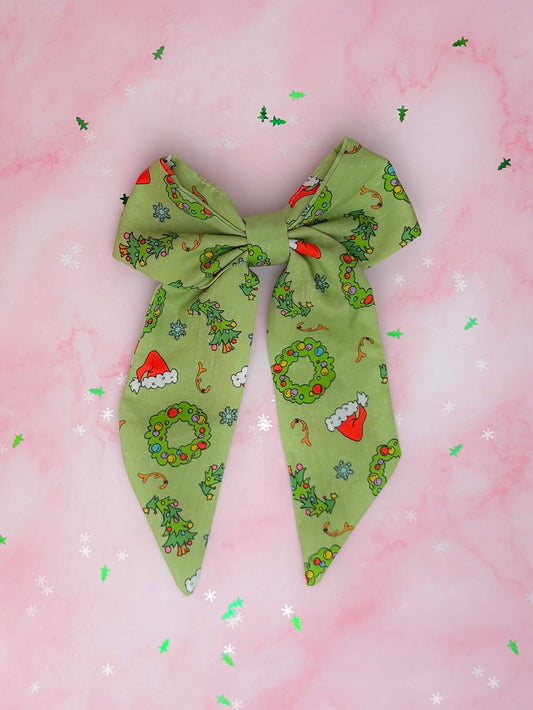 Grinchmas EXCLUSIVE LONG Hair Bow | Handmade Hair Accessories UK