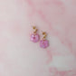 Pink flowers - Pastel pink glitter disc drops Resin Earrings