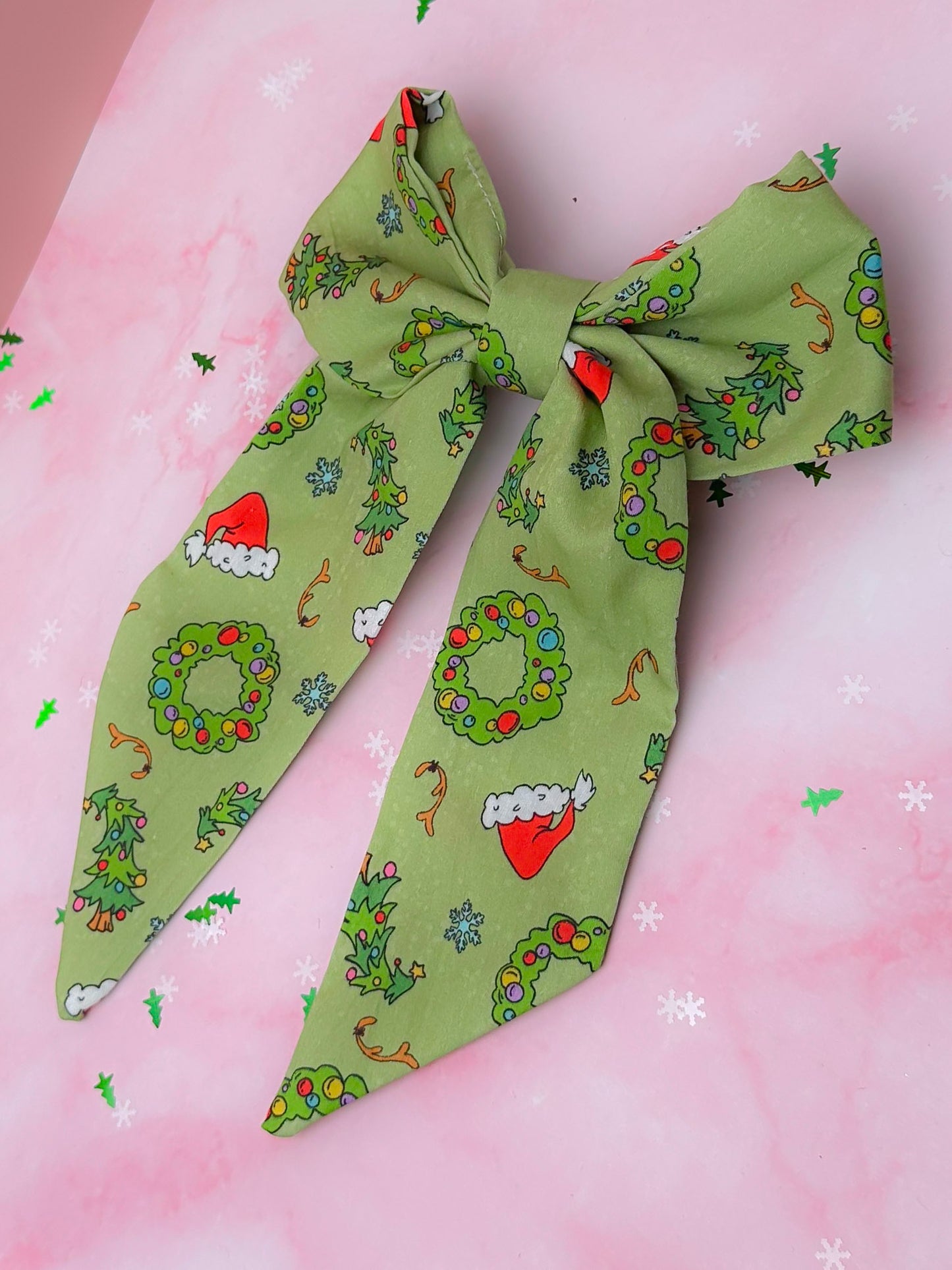 Grinchmas EXCLUSIVE LONG Hair Bow | Handmade Hair Accessories UK